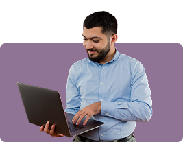 Team member working on laptop