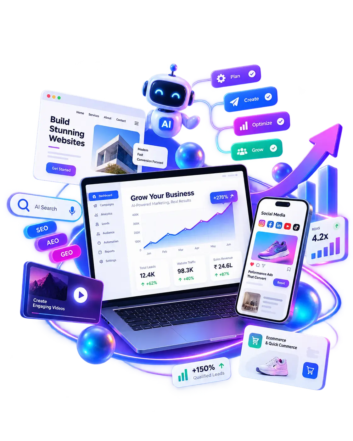 AI-powered digital marketing and automation concept by Digimarketmoz